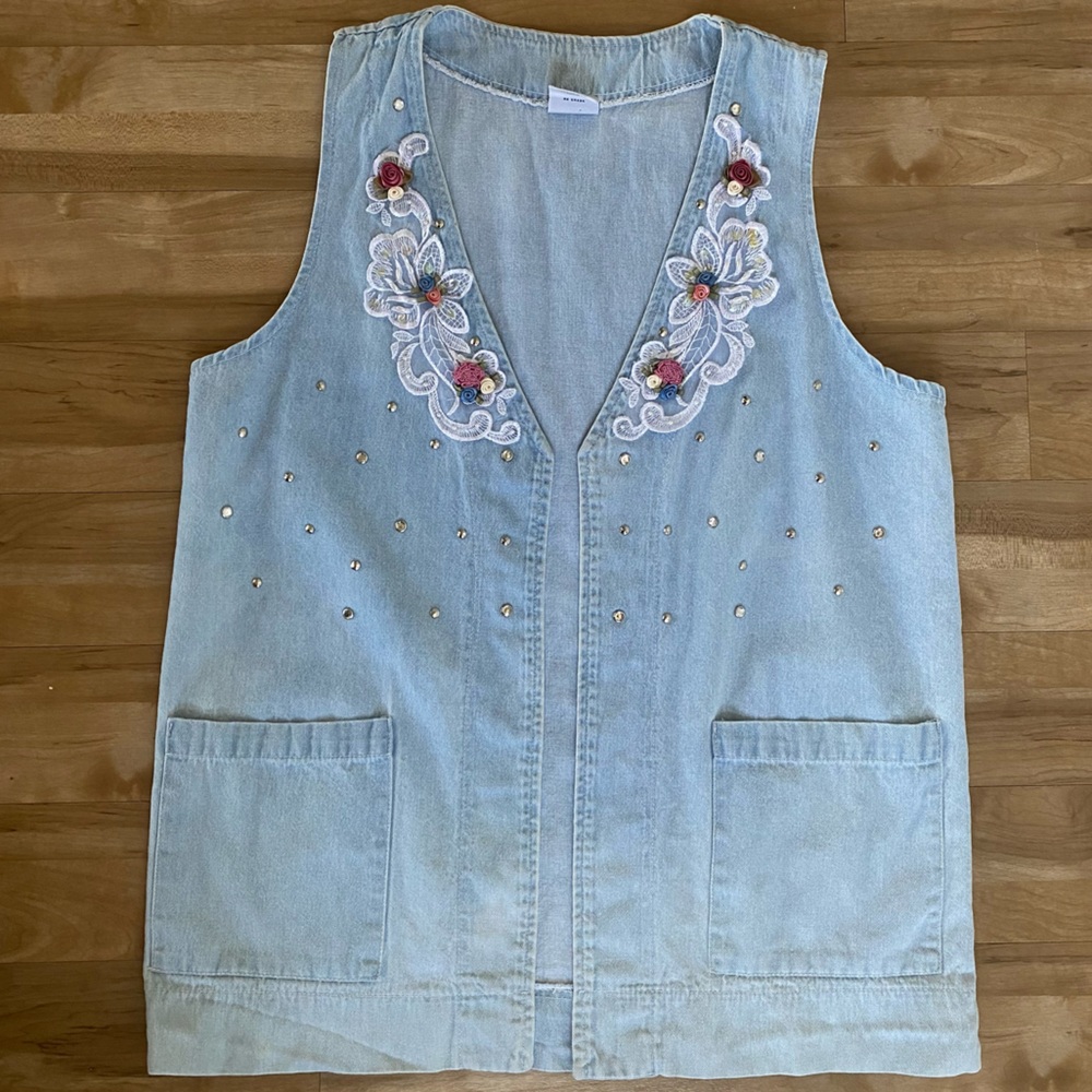 VINTAGE DENIM EMBROIDERED VEST